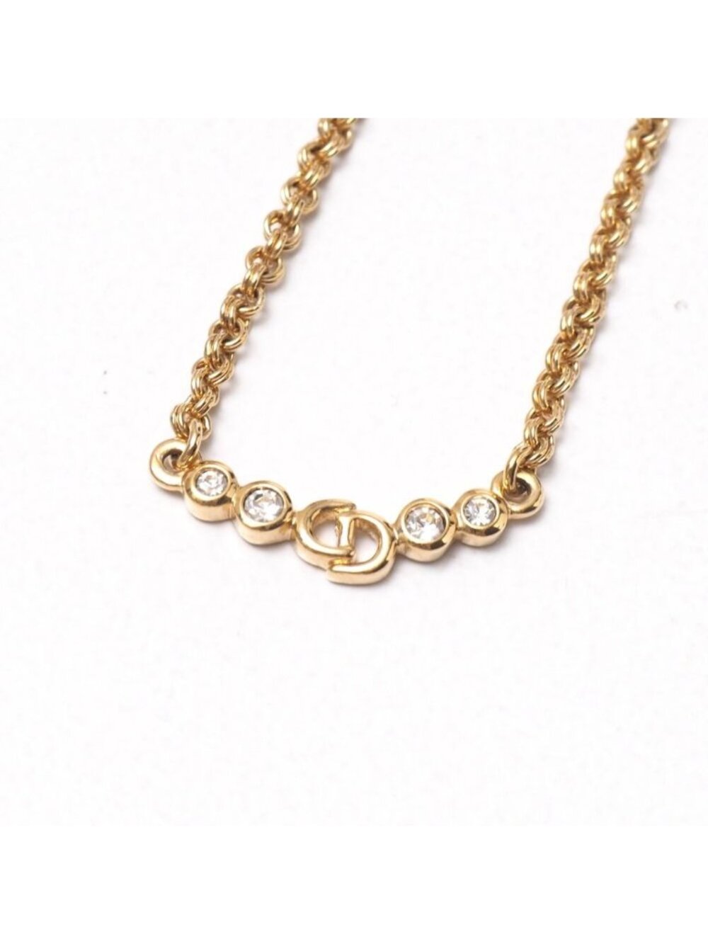 Dior Vintage Necklace CD Logo Rhinestone Decoration